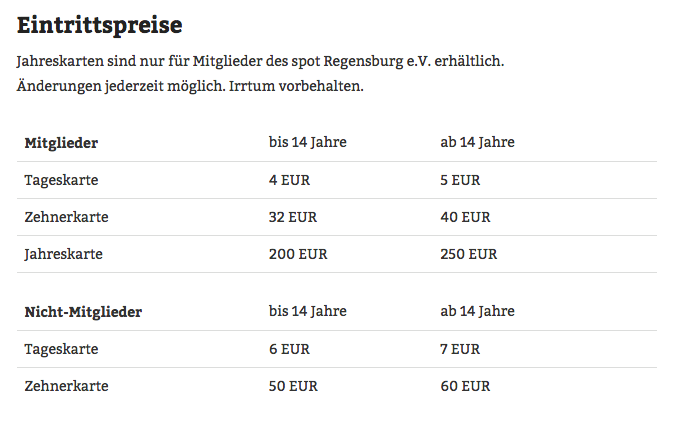 Eintrittspreise
