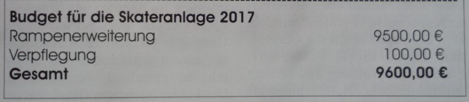 Budget Skatepark Pettendorf  2017